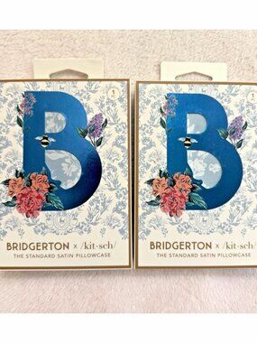 Bridgerton x Kit•sch Toile de Blue Satin Pillowcases Lot of 2 Standard/Queen Zip